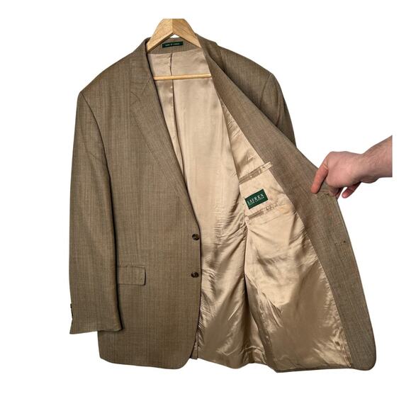 Ralph Lauren Men's 48L Wool & Silk Blazer 2 Button Sport Coat Jacket Tan Brown - Picture 2 of 8